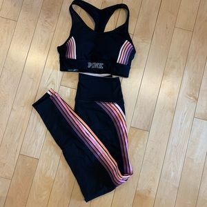 Victoria’s Secret Pink tights and athletic bra top
